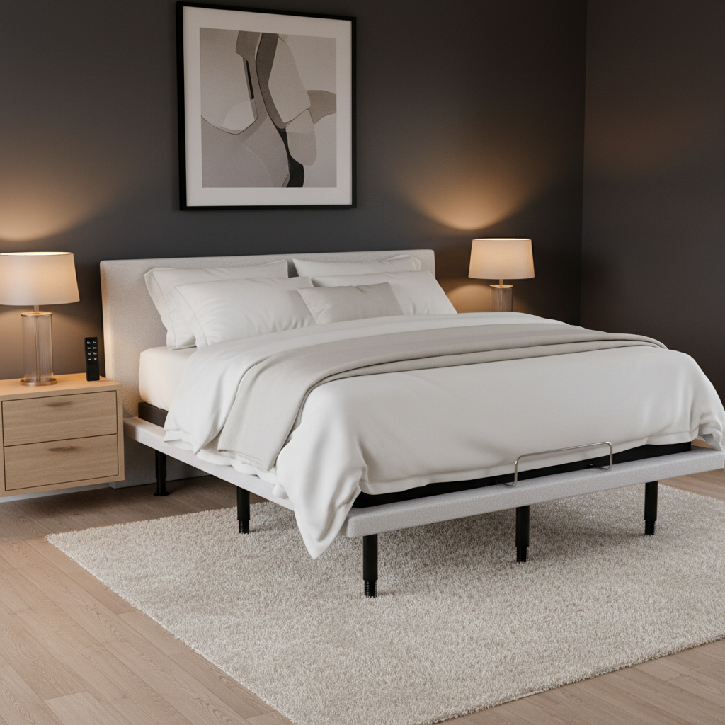 Adjustable Bed Frame King Size with Wireless Remote, USB, Head Foot Incline, Underbed Light, Zero Gravity, Heavy Duty Platform Bed Base